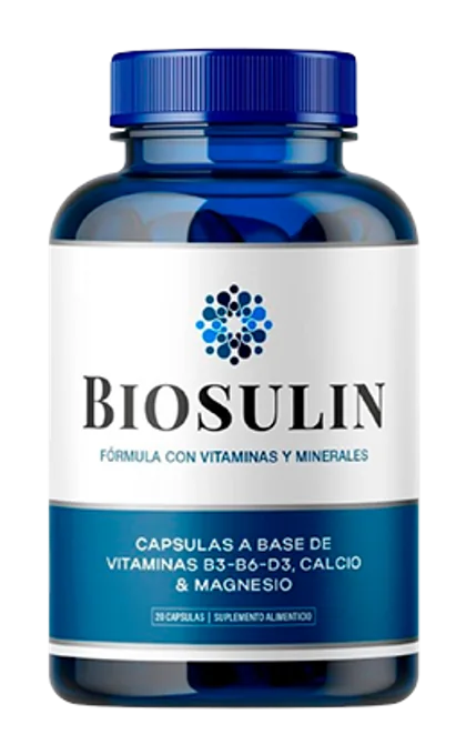 Biosulin — frasco de 20 cápsulas, suplemento alimenticio